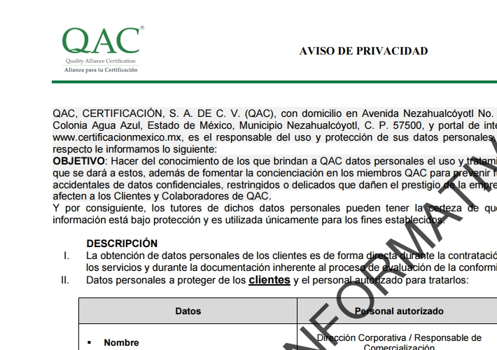 Aviso de Privacidad